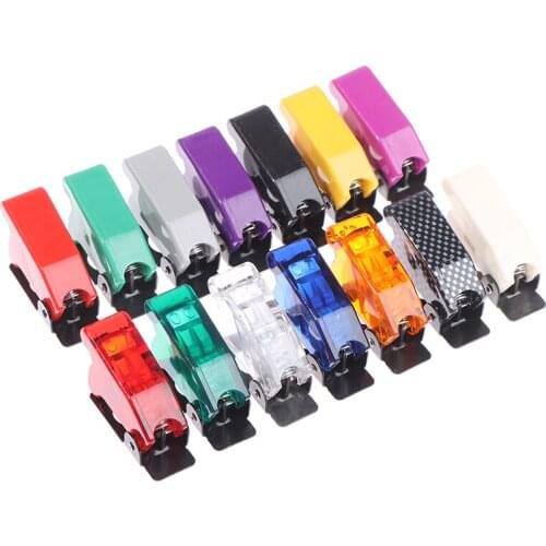 2pcs Auto Car Boat Truck Illuminated Led Toggle Switch With Safety Aircraft Flip Up Cover Guard