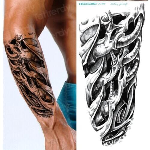 New 1 Piece Temporary Tattoo Sticker mechanical Design Waterproof Sexy Tattoo on Arm Body Art Fake Tattoo Sticker for Men Boys