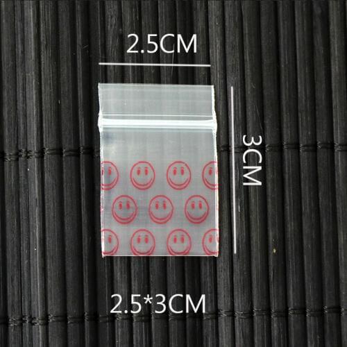 High Quality 300pcs 2.5x3cm Ziplock Zip Zipped Lock Reclosable Plastic Bag Clear Poly Bags Mini Charms Jewelry Packaging Bag