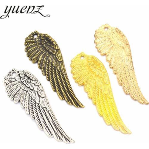 YuenZ 6pcs 4 color Antique bronze wing Charm fit for Bracelets Necklace Pendant DIY Metal Jewelry 51*17mm D402