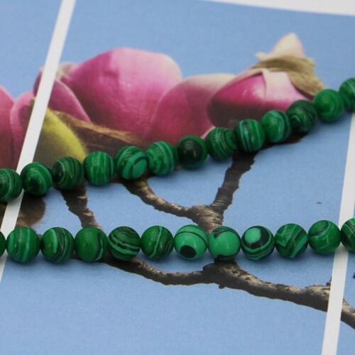 Green malachite round loose beads 6mm 15" stripe stone suitable for women jewelry making gifts exquisite