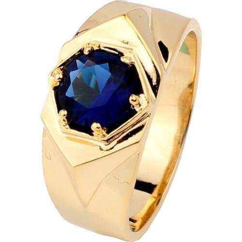 Yellow Gold Color Mens 925 Sterling Silver Ring 7.5mm Center Stone Fashion Jewelry Size 10 11 12 13 R515G