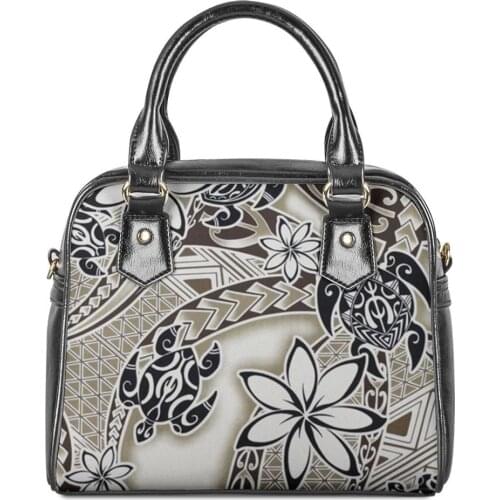 Women Handbags custom Polynesian tribal style Messenger bag Ladies PU Leather Totes for Females Luxury Sea turtle Hawaiian style