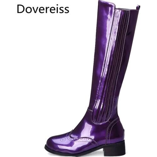 Winter for Woman New Fashion Sexy Round toe Shoes Pure color yellow purple Zipper Consice Knee high boots 32-43