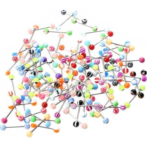 100 Pcs 316L Surgical Stainless Steel Unisex Sexy Tongue Piercing Body piercing Tongue Rings For Women Men
