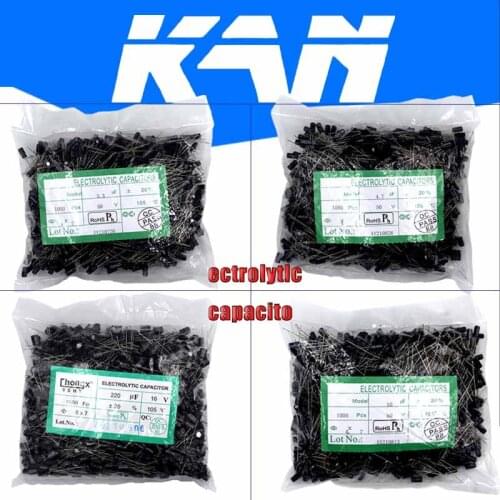 1000pcs 1UF 2.2UF 3.3UF 4.7UF 6.8uF 10uF 22uF 33uF 47uF 100uF 50V 25V 16V 10V 4*7 5*7 6*7 Aluminum electrolytic capacitor