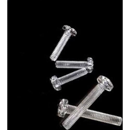 1000pcs wholsale ISO7045 DIN7985 M3 M4 M5 Transparent Acrylic Cross Round Head Nylon Screws Plastic Phillips Screw