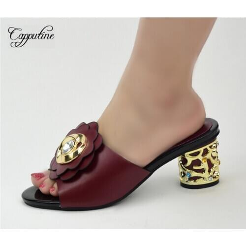 2021 High Heels Sandals African Women Shoes Ladies Footwear Sexy Pumps Female Slippers Summer Zapatos De Mujer 87-4 Height 7CM