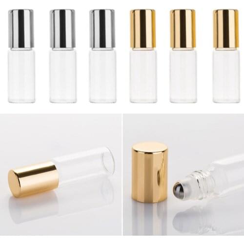 5/10ml Portable Glass Roller Bottle Mini Glass Bottles With Stainless Steel Roller Balls Essential Oils Perfumes Aromatherapy