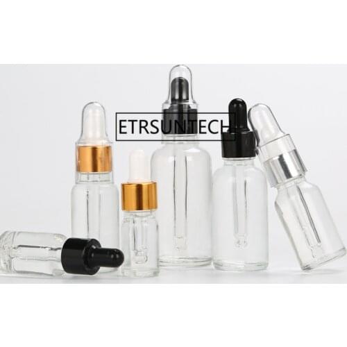 5ml 10ml Clear Glass Dropper BottlesTransparent Oil Glass Piepette Dropper Container F1474