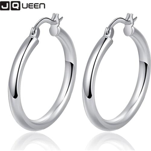 925 Silver 30mm Diameter Glossy Earrings Ear Studs for Wedding Engagement Party