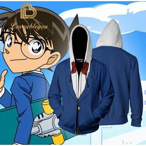 Anime Detective Conan Cosplay Costumes Hoodie Sweatshirt Zipper Hoodies Sweatshirts Men Boys Conan Clothes Jackets Tops