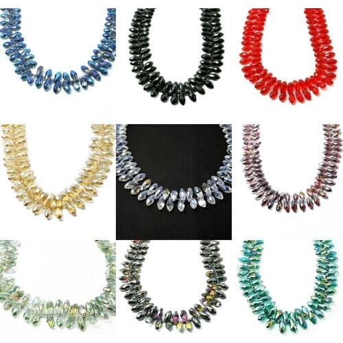 High Quality 10Pcs Drip Drop Faceted Glass Crystal Rondelle Beads Charms Pendants 8x16mm Crystal Beads For Jewelry DIY Making