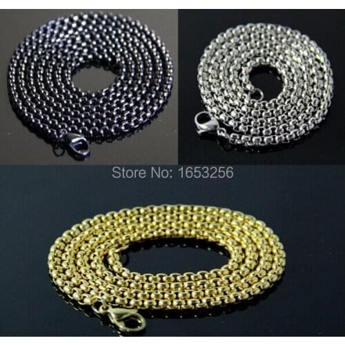 Men Women Stainless Steel 3mm Gold Black Square Rolo chain Box Link Chain Necklace 21.6