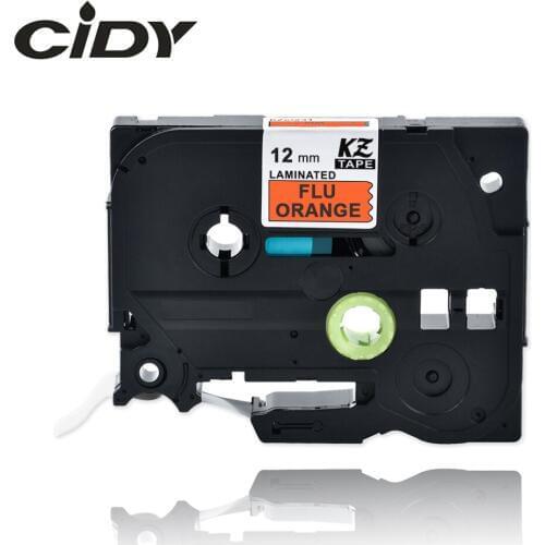 CIDY TZe B31 TZ B31 Tze-B31 tz-B31 10pcs Black on Fluorescent Orange tze laminated tape for brother label printers