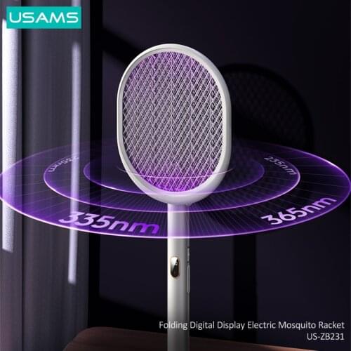 USAMS Electric Mosquito Trap Racket UV Light USB Rechargeable LED Lamp Flies Swatter Killer Summer Anti Insect Bug Zapper