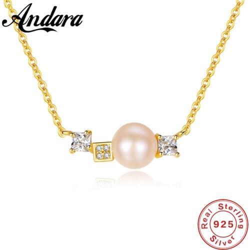 Classic Simple Design 7-7.5mm Natural Freshwater Pearl Chain Necklace With 45cm Silver Choker 3 Colors Fine Jewelry