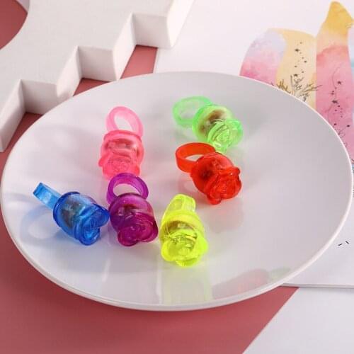 20 LED Light Up Rose Flower Rings Bulk Blinking Jelly Ring Birthday Party Favor for Bar Parties Bag Fillers Toy Assorted Colors