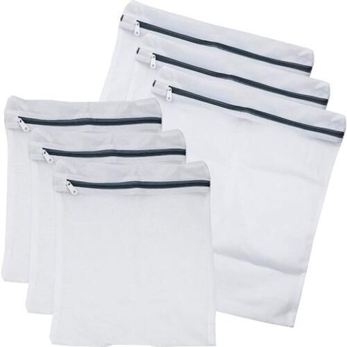 Set Of 6 Mesh Laundry Bags With Zip Lock-3 Large & 3 Medium For Laundry,Blouse, Hosiery, Stocking, Underwear, Bra And Lingerie