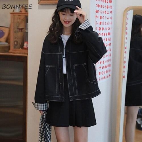 Jackets Women Vintage Simple All-match Leisure Fashion Solid Spring Ladies Coats Popular Teens Preppy Style Minimalist Newest