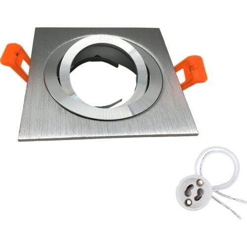 Square swiveling spot Light mounting Frame Made of cast Aluminum sliver with GU10 MR16 Lamps Base Socket Cut Hole 80cm