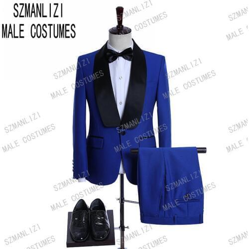 Custom Made Suit Men 2019 Brand Fashion Design Slim Fit Royal Blue Costume Homme Wedding Party Suits For Men Tuxedo Groom Blazer