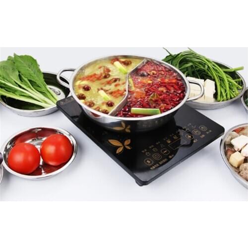 Stainless steel two flavors hotpot special induction cooker pot commercial household hotpot pots for cooking hot pot cooker
