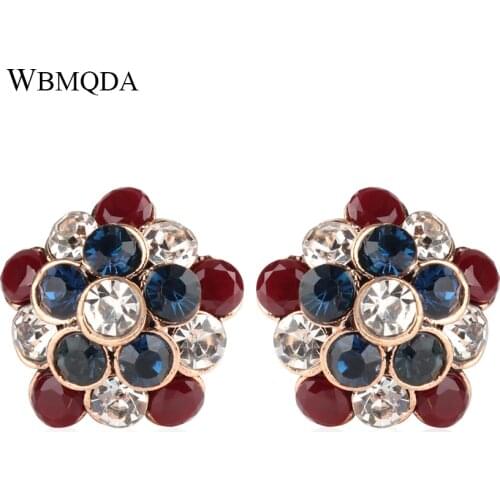 Charm Vintage Crystal Flower Earring Antique Gold Ear Clamp Earrings For Women Gifts 2018 New Bohemia Jewelry Wholesale