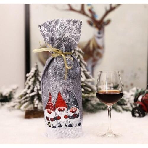 Christmas Wine Bottle Cover Bags Home Party Christmas Decorations Christmas Wine Bag Red Wine Bottle Set 5z