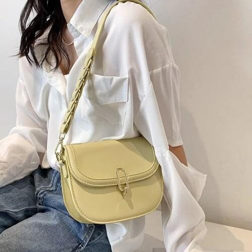 Solid PU Womens Handbags Leather Saddle Crossbody Bag Tote Ladies Causal Messenger Handbag Purse Female Shoulder Bags Designer