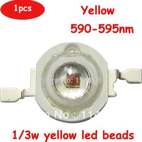 Free Shiping 1pcs 42mil 1/3W Yellow 590nm ~ 595nm LED Diodes Beads Light Part Input 2.4V-2.6V 600mA-700mA