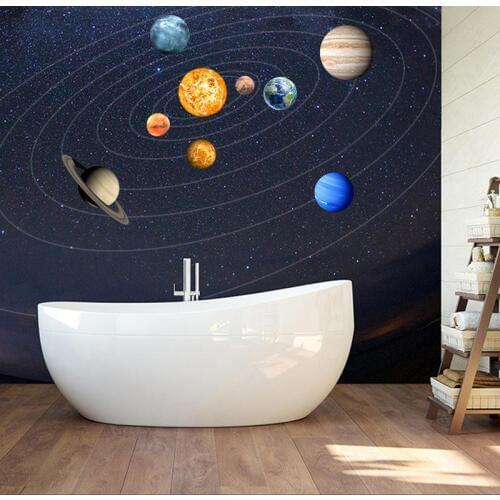 Wholesale 9-Planet Solar System Pattern Luminous Wall Sticker Home Wall Decoration For Kids' Bedroom Living Room