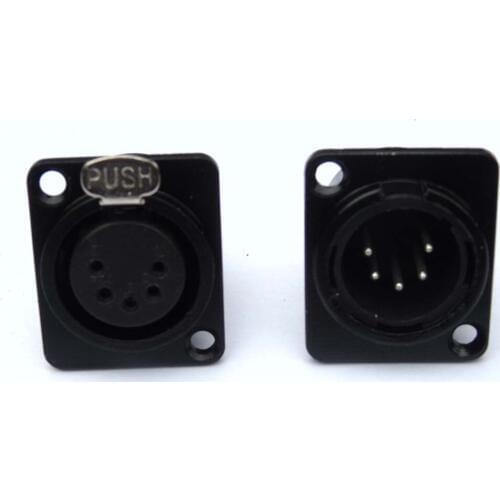 High quailty 200pcs / lot XLR 5-Pin Chassis Panel Socket Connectors with 100pcs male & 100pcs femaleChassis Panel Socket