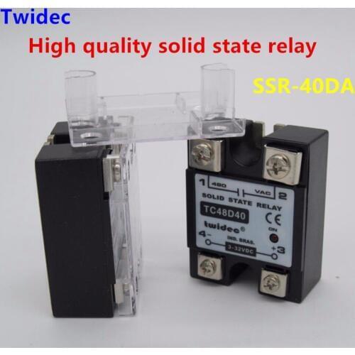 High-quality Single Phase Solid State Relay SSR-40DA Module 3-32V DC To 24-480V AC SSR-40 DA SSR 40A Plastic Cover Case Factory