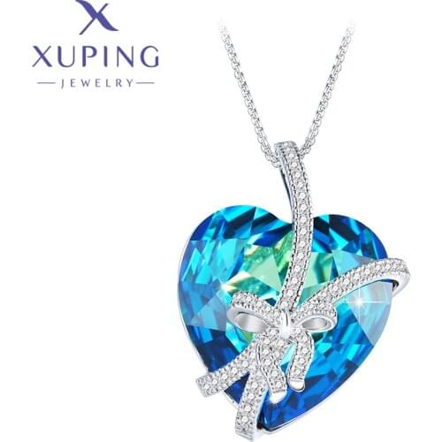 Xuping Jewelry Heart Shaped Pendant Necklace With Crystal For Girl Women Gift A00612482