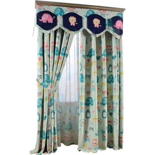 American Style Cortinas Cartoon Curtain Living Room Kids Room Curtains Duplex Prints Fabric Lion Elephone Deer Owl Crocodile