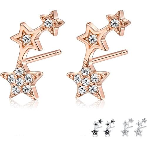 ZEMIOR Genuine 925 Sterling Silver Woman Delicate Star Cubic Zirconia Earrings Female Fine Jewelry For Valentines Day Gift