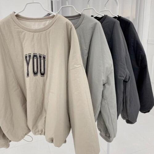 2021 Women Autumn Winter Loose Sweatshirts Letter Print Zipper Hoodies Casual Pullovers Round Collar