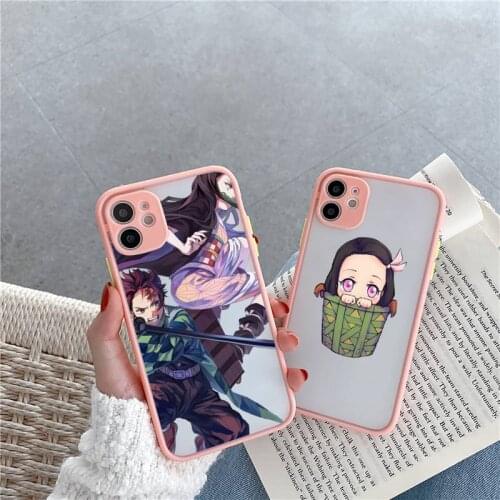 Japan Demon Slayer Phone Cases Matte For iPhone 12 Mini 11 Pro XR XS Max 7 8 Plus X Hard PC Back Cover