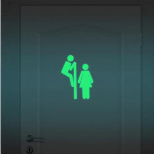 ONE PIECES Bathroom luminous door stickers wall pictures for bedroom door sticker funny toilet stickers WC