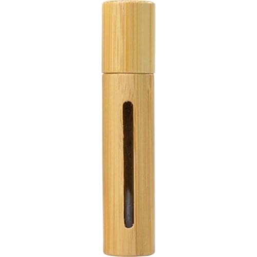 10ml Natural Bamboo Empty Essential Oil Perfume Fragrance Steel Roller Ball Bottle With Window LX3488