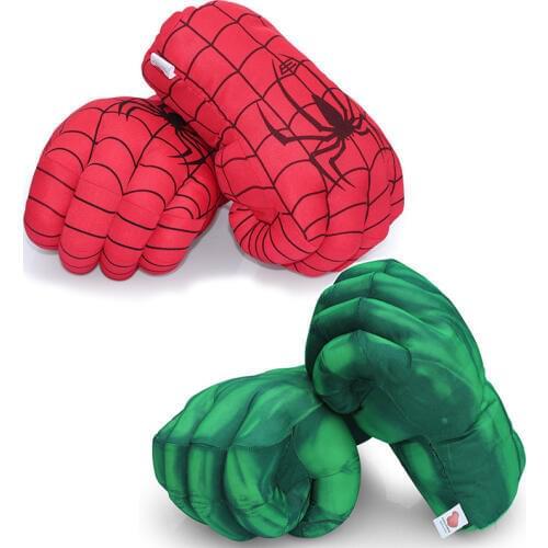13'' Incredible Hulk Smash Hands or Spider Man Plush Gloves Performing Props Toys Set of 2pcs Free Shipping