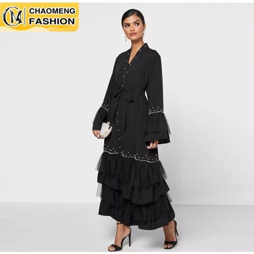 Abaya Dubai Kimono Kaftan Hijab Muslim Dress Robe Beading Designs Elegant Cardigan Women Jilbab Caftan Turkey Islamic Clothing