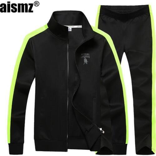 Aismz Tracksuit Mens Clothes 2018 Autumn Fashion Fat Plus Size 7XL 8XL 9XL Sportwear Men Zipper Hoodie Jacket+Pants Sweat Suit