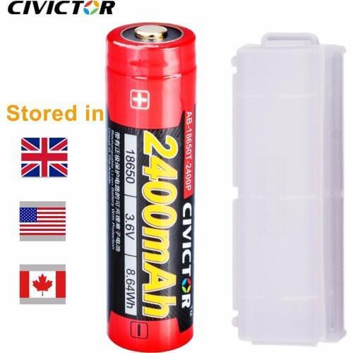 CIVICTOR 3.7v 18650 Battery Protected Button Top Li-ion 18650 Rechargeable Battery 3.6V 18650 Lithium ion Cell for Flashlight
