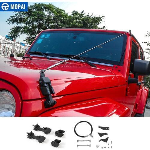MOPAI Car Exterior Through Jungle Protect Hood Latch Catch Lock Obstacle Eliminate Rope for Jeep Wrangler JK 2007 Up Accessories
