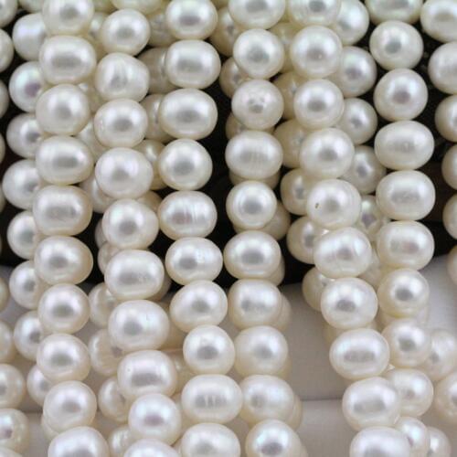 Wholesale Loose Pearl Jewellery,38cm AA 8-9mm White Color Near Round Potato Freshwater Pearl Jewelry