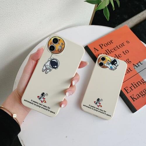 Space Astronaut Planet Phone Case For iPhone 12 Pro Max 11 X XS XR XSMAX SE2020 8 8Plus 7 7Plus 6 6S Plus Liquid Silicone Cover