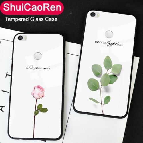 Pretty Rose Tempered Glass Case For XiaoMi Mi Max 2 3 Simple Floral Silicone TPU Cover For XiaoMi Mi Play Mix 3