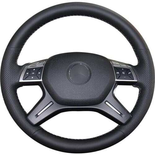 Black Synthetic Leather Car Steering Wheel Cover for Mercedes-Benz GL350 ML350